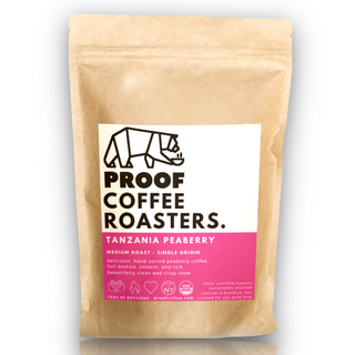 PROOF Coffee Roasters Tanzania peaberry; Certified Organic & Kosher, roasted in Brooklyn NYC