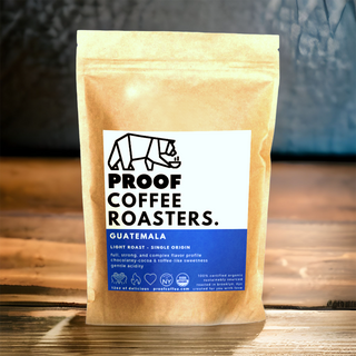 PROOF Coffee Roasters Guatemala single origin; Certified Organic & Kosher, roasted in Brooklyn NYC