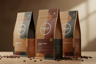 3 PROOF Coffee Roasters bags of coffee