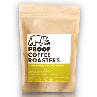 PROOF Coffee Roasters Ethiopia Yirgacheffe; Certified Organic & Kosher, roasted in Brooklyn NYC