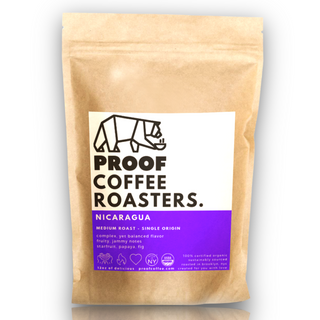 PROOF Coffee Roasters Nicaragua single origin; Certified Organic & Kosher, roasted in Brooklyn NYC