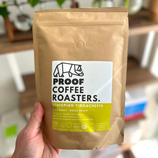 PROOF Coffee Roasters Ethiopia Yirgacheffe; Certified Organic & Kosher, roasted in Brooklyn NYC