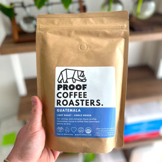 PROOF Coffee Roasters Guatemala single origin; Certified Organic & Kosher, roasted in Brooklyn NYC